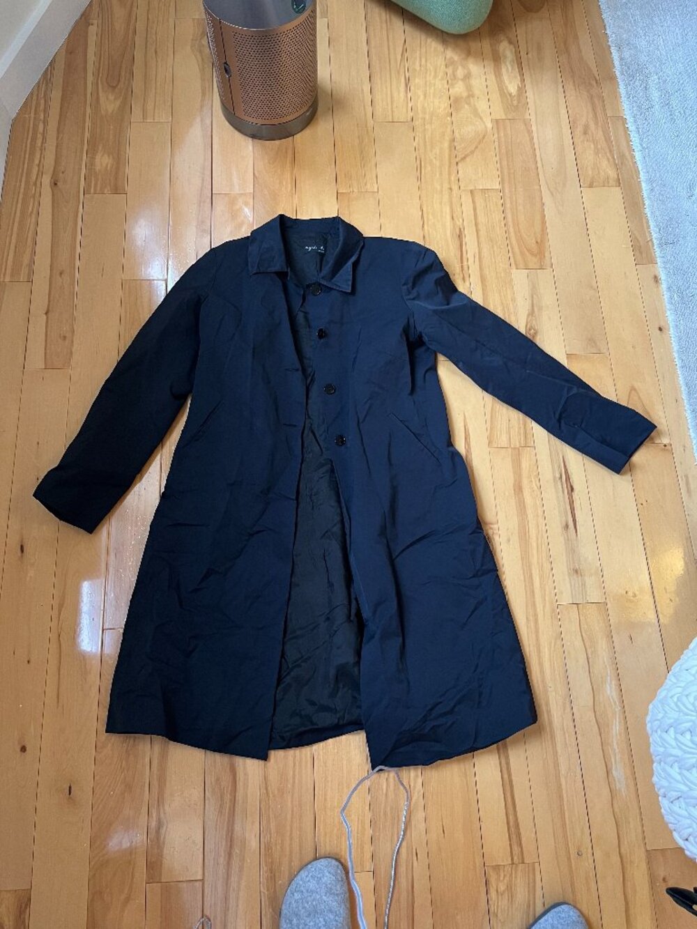 Vintage Agnes b Paris Black Rain Coat